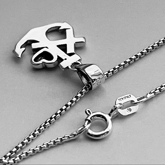 Sterling Silver Anchor W/ Heart and Cross Necklace, Silver Necklace - Picture 11 of 12